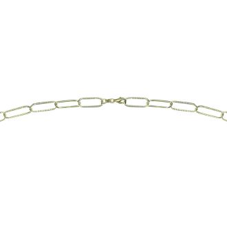 14 Karat Yellow Gold Over Sterling Silver Textured Paperclip Chain Necklace, 18 Inches