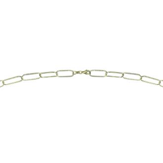 14 Karat Yellow Gold Over Sterling Silver Textured Paperclip Chain Necklace, 18 Inches
