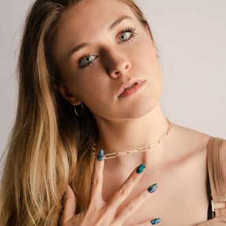 14 Karat Yellow Gold Over Sterling Silver Textured Paperclip Chain Necklace, 18 Inches