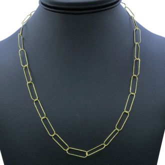 14 Karat Yellow Gold Over Sterling Silver Textured Paperclip Chain Necklace, 20 Inches