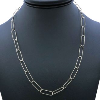 925 Sterling Silver Textured Paperclip Chain Necklace, 20 Inches
