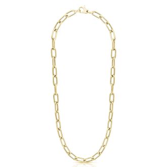 14 Karat Yellow Gold Over Sterling Silver Paperclip Chain Necklace, 20 Inches