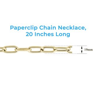 14 Karat Yellow Gold Over Sterling Silver Paperclip Chain Necklace, 20 Inches