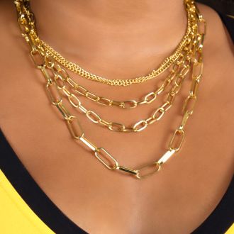 14 Karat Yellow Gold Over Sterling Silver Paperclip Chain Necklace, 20 Inches