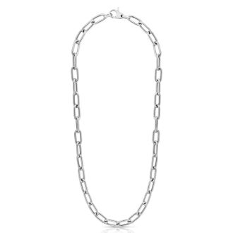 925 Sterling Silver Paperclip Chain Necklace, 20 Inches