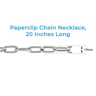 925 Sterling Silver Paperclip Chain Necklace, 20 Inches