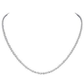 SOLID 925 Sterling Silver Basket Chain Necklace, 18 Inches
