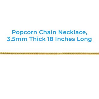 14 Karat Yellow Gold Over Sterling Silver 3.5mm Popcorn Chain Necklace, 18 Inches