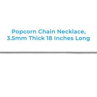 925 Sterling Silver 3.5mm Popcorn Chain Necklace, 18 Inches