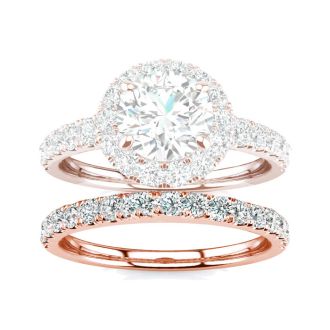 14K Rose Gold 3/8 Carat Round diamond Wedding band matching with JWL18289