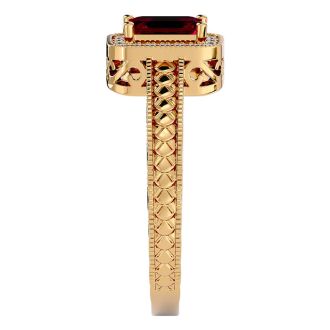 0.85 Carat Antique Style Ruby and Diamond Ring in 10 Karat Yellow Gold