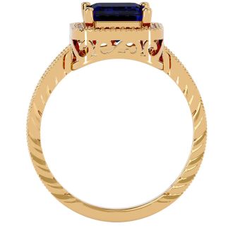 2 1/2 Carat Antique Style Sapphire and Diamond Ring in 14 Karat Yellow Gold