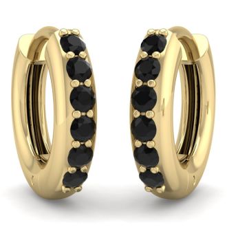 Super Jeweler Men Accessories Jewelry Earrings Hoop by 1.30 g 1/8 Carat Black Diamond Single Mens Hoop Earring in 14K 