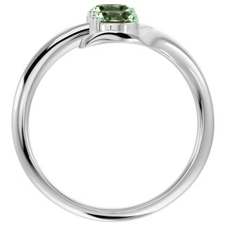 1 Carat Two Stone Green Amethyst Ring In 14 Karat White Gold