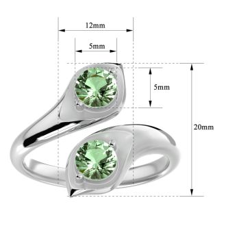 1 Carat Two Stone Green Amethyst Ring In 14 Karat White Gold