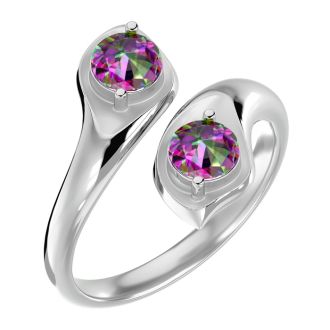 1 Carat Two Stone Mystic Topaz Ring In 14 Karat White Gold