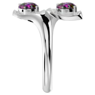 1 Carat Two Stone Mystic Topaz Ring In 14 Karat White Gold