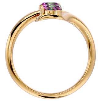 1 Carat Two Stone Mystic Topaz Ring In 14 Karat Yellow Gold
