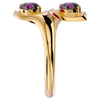 1 Carat Two Stone Mystic Topaz Ring In 14 Karat Yellow Gold