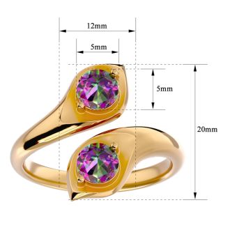 1 Carat Two Stone Mystic Topaz Ring In 14 Karat Yellow Gold