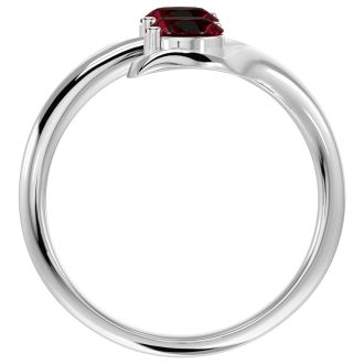 Garnet Ring: Garnet Jewelry: 1 Carat Two Stone Garnet Ring In 14 Karat White Gold