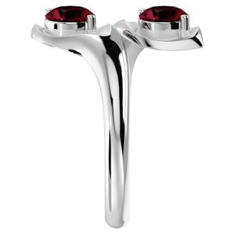 Garnet Ring: Garnet Jewelry: 1 Carat Two Stone Garnet Ring In 14 Karat White Gold