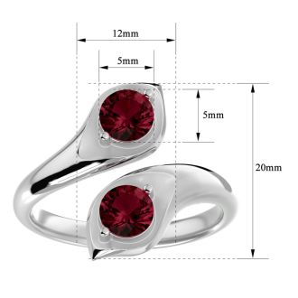 Garnet Ring: Garnet Jewelry: 1 Carat Two Stone Garnet Ring In 14 Karat White Gold