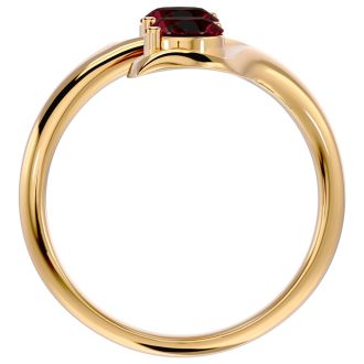 Garnet Ring: Garnet Jewelry: 1 Carat Two Stone Garnet Ring In 14 Karat Yellow Gold