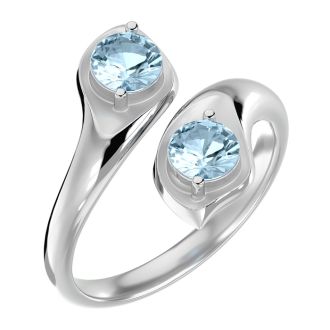 Aquamarine Ring: Aquamarine Jewelry: 1 Carat Two Stone Aquamarine Ring In 14 Karat White Gold