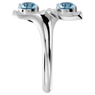 Aquamarine Ring: Aquamarine Jewelry: 1 Carat Two Stone Aquamarine Ring In 14 Karat White Gold