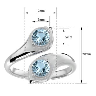 Aquamarine Ring: Aquamarine Jewelry: 1 Carat Two Stone Aquamarine Ring In 14 Karat White Gold