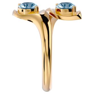 Aquamarine Ring: Aquamarine Jewelry: 1 Carat Two Stone Aquamarine Ring In 14 Karat Yellow Gold