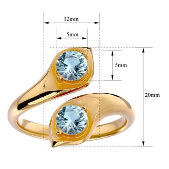 Aquamarine Ring: Aquamarine Jewelry: 1 Carat Two Stone Aquamarine Ring In 14 Karat Yellow Gold