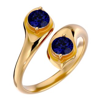 1 Carat Two Stone Sapphire Ring In 14 Karat Yellow Gold