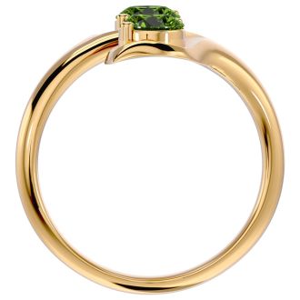 1 Carat Two Stone Peridot Ring In 14 Karat Yellow Gold