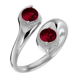 1 Carat Two Stone Ruby Ring In 14 Karat White Gold