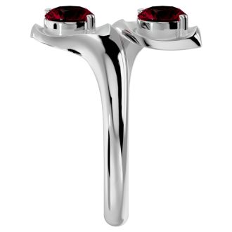 1 Carat Two Stone Ruby Ring In 14 Karat White Gold