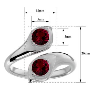 1 Carat Two Stone Ruby Ring In 14 Karat White Gold