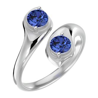 1 Carat Two Stone Tanzanite Ring In 14 Karat White Gold