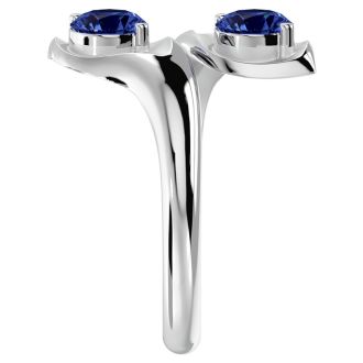 1 Carat Two Stone Tanzanite Ring In 14 Karat White Gold