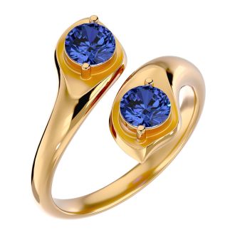 1 Carat Two Stone Tanzanite Ring In 14 Karat Yellow Gold