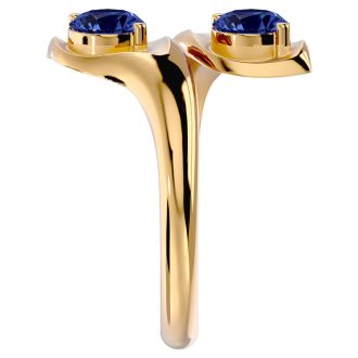 1 Carat Two Stone Tanzanite Ring In 14 Karat Yellow Gold