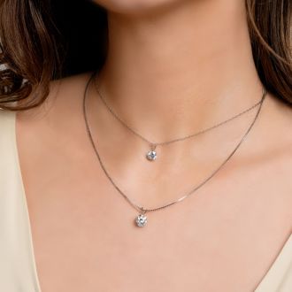 2 Carat Round Brilliant Moissanite Necklace in 14 Karat White Gold. Incredible, Large Gorgeous Round Moissanite