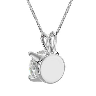 2 Carat Round Brilliant Moissanite Necklace in 14 Karat White Gold. Incredible, Large Gorgeous Round Moissanite