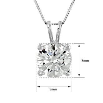 2 Carat Round Brilliant Moissanite Necklace in 14 Karat White Gold. Incredible, Large Gorgeous Round Moissanite