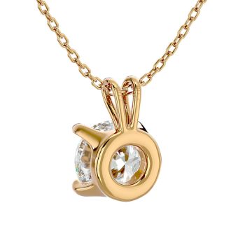 2 Carat Round Brilliant Moissanite Necklace in 14 Karat yellow Gold. Incredible, Large Gorgeous Round Moissanite