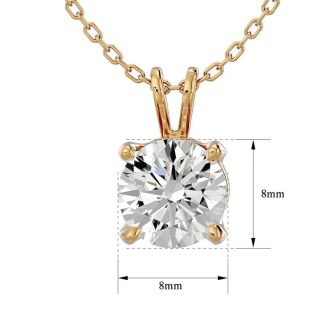 2 Carat Round Brilliant Moissanite Necklace in 14 Karat yellow Gold. Incredible, Large Gorgeous Round Moissanite