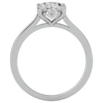 Moissanite Engagement Ring; 2 Carat Oval Shape Moissanite Solitaire Engagement Ring In 14 Karat White Gold
