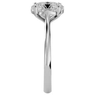 Moissanite Engagement Ring; 2 Carat Oval Shape Moissanite Solitaire Engagement Ring In 14 Karat White Gold