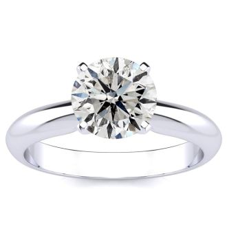 1 1/2 Carat Diamond Solitaire Engagement Ring In 14K White Gold. Bright And Fiery Diamond Deal!